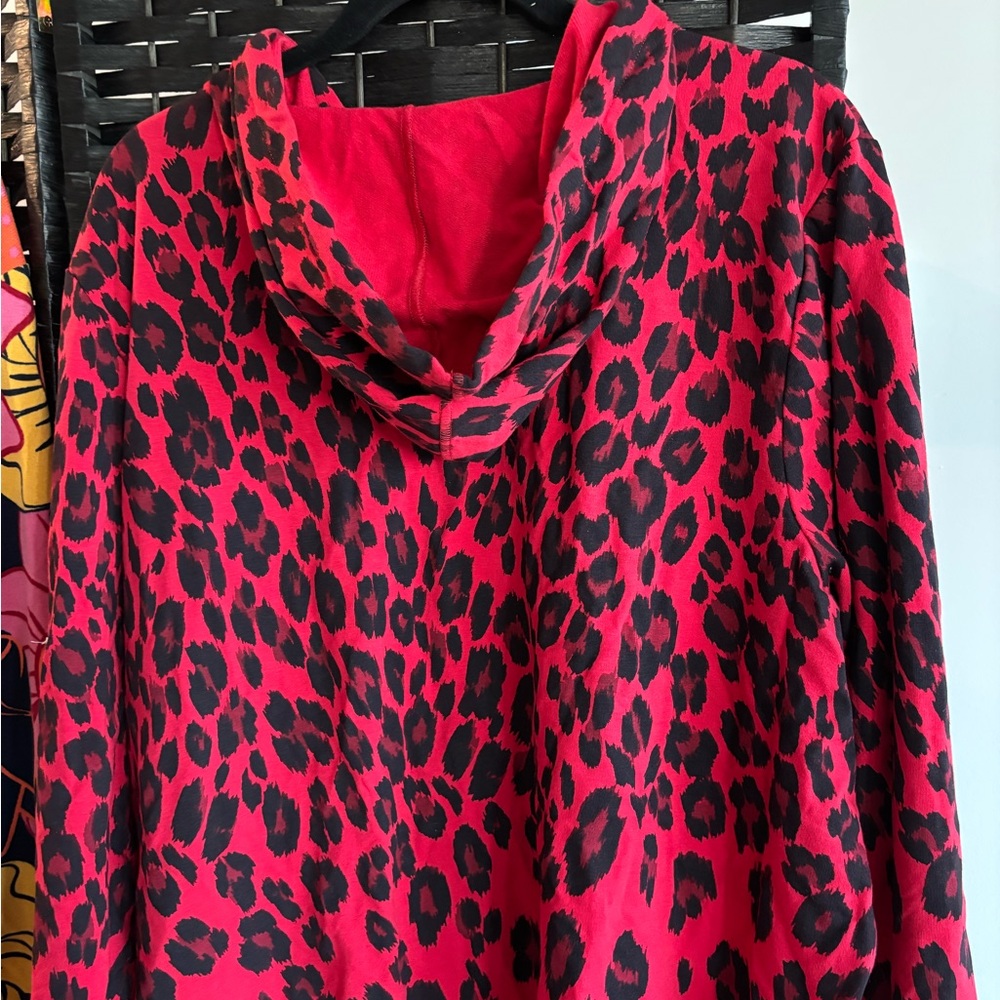 Chico's Vibrant Red and Black Animal Print Hoodie - Picture 2 of 6